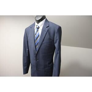 Baroni‎ Super 150"s Striped Jacket Blazer 100% Wool 2 Button Mens Sz 41 L